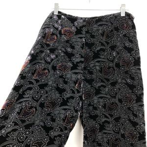 CITRON | velvet floral casual pants slimming xl